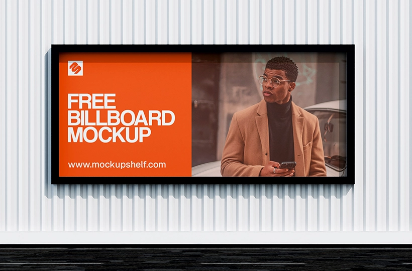 Outdoor Billboard Mockup – straight view with container background for outdoor advertising | MockupShelf