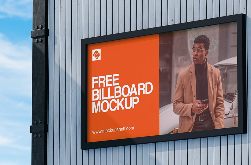 Outdoor Billboard Mockup angled view – realistic outdoor advertising display by MockupShelf