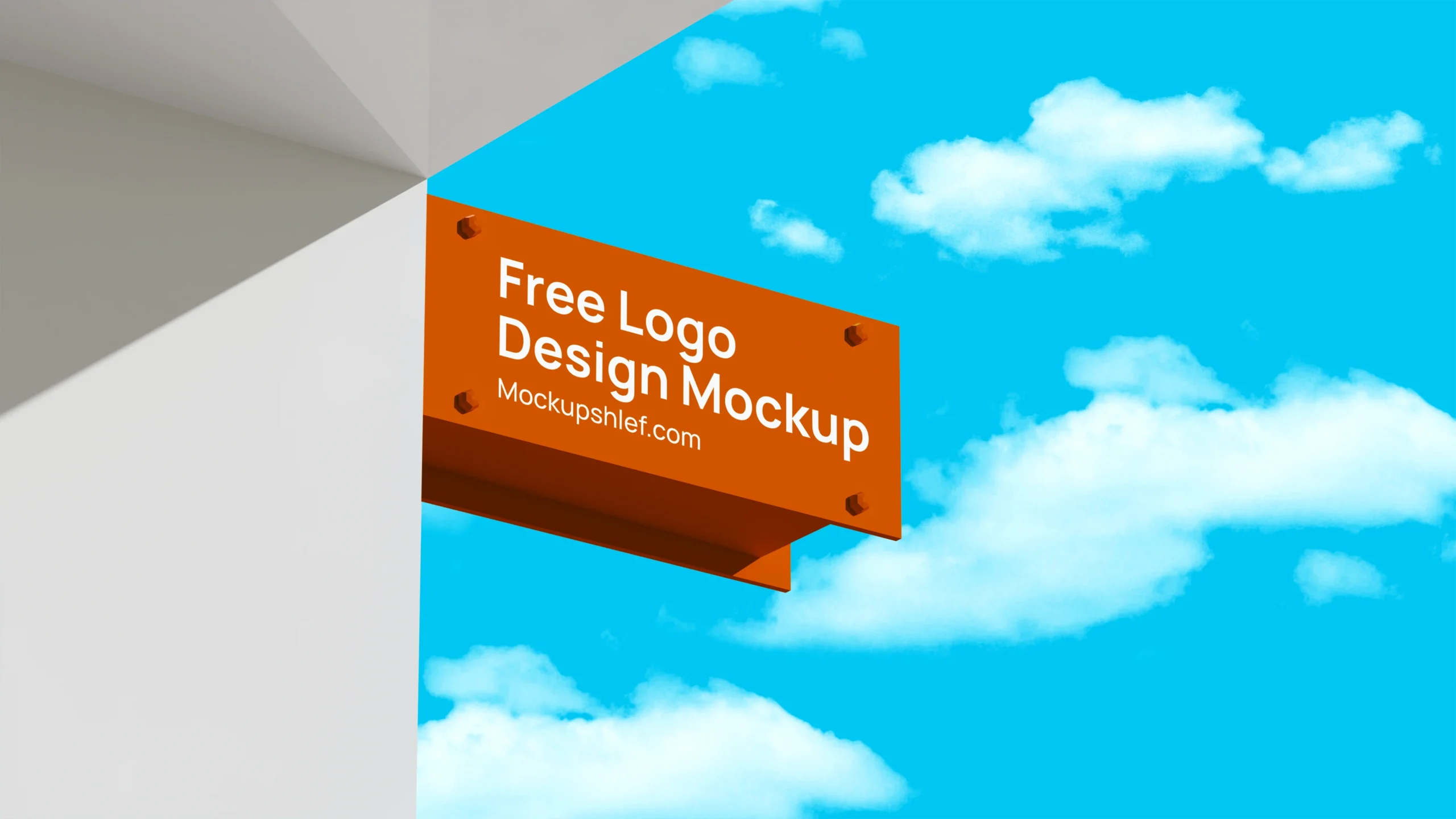 Free Logo Design Mockup with Design – Front Angled Outdoor Template | MockupShelf Free Logo Design Mockup with design – front angled wall mounted outdoor signage | MockupShelf