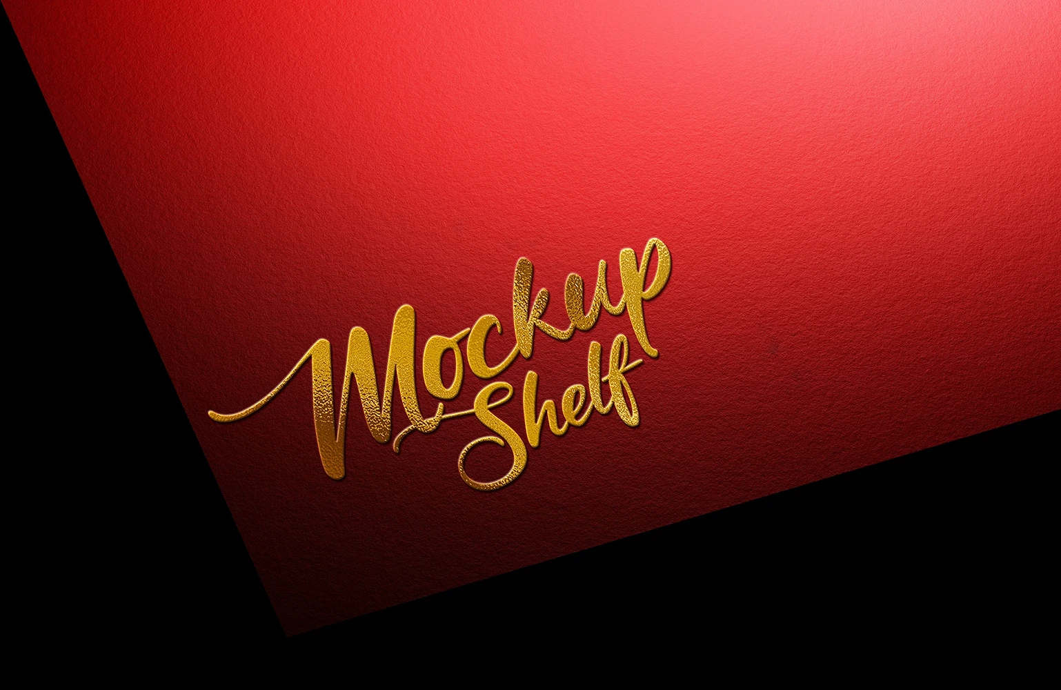 Gold Embossed Logo Mockup with Design – Front Angled PSD Template | MockupShelf Gold Embossed Logo Mockup with design – front angled red textured surface | MockupShelf