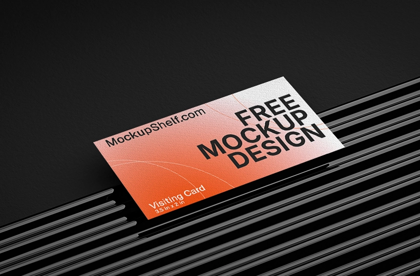 Free business card mockup PSD showing realistic front and back layout for branding and stationery design.