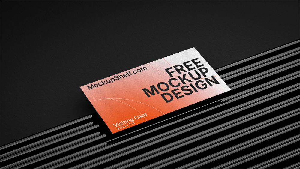 Free business card mockup PSD showing realistic front and back layout for branding and stationery design.