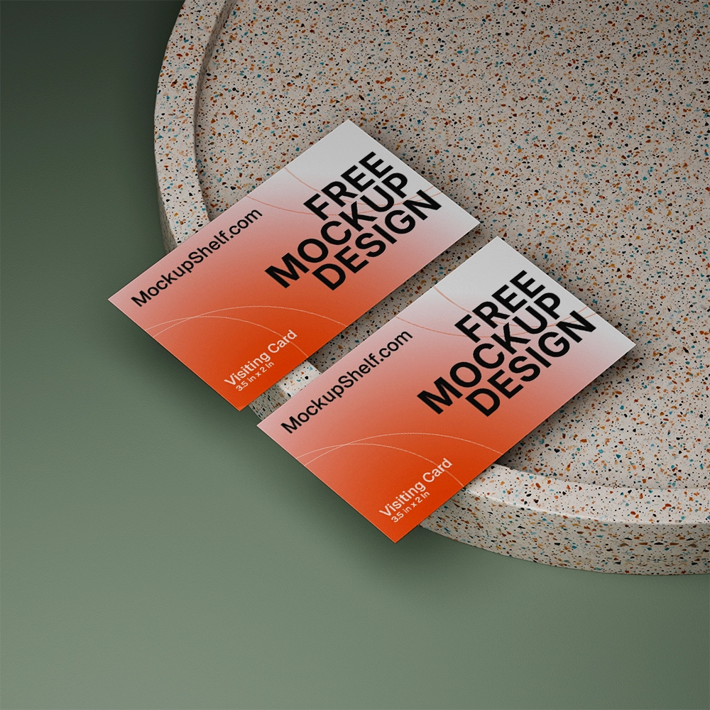 Modern business card mockup PSD showing realistic front and back layout for branding and identity design.
