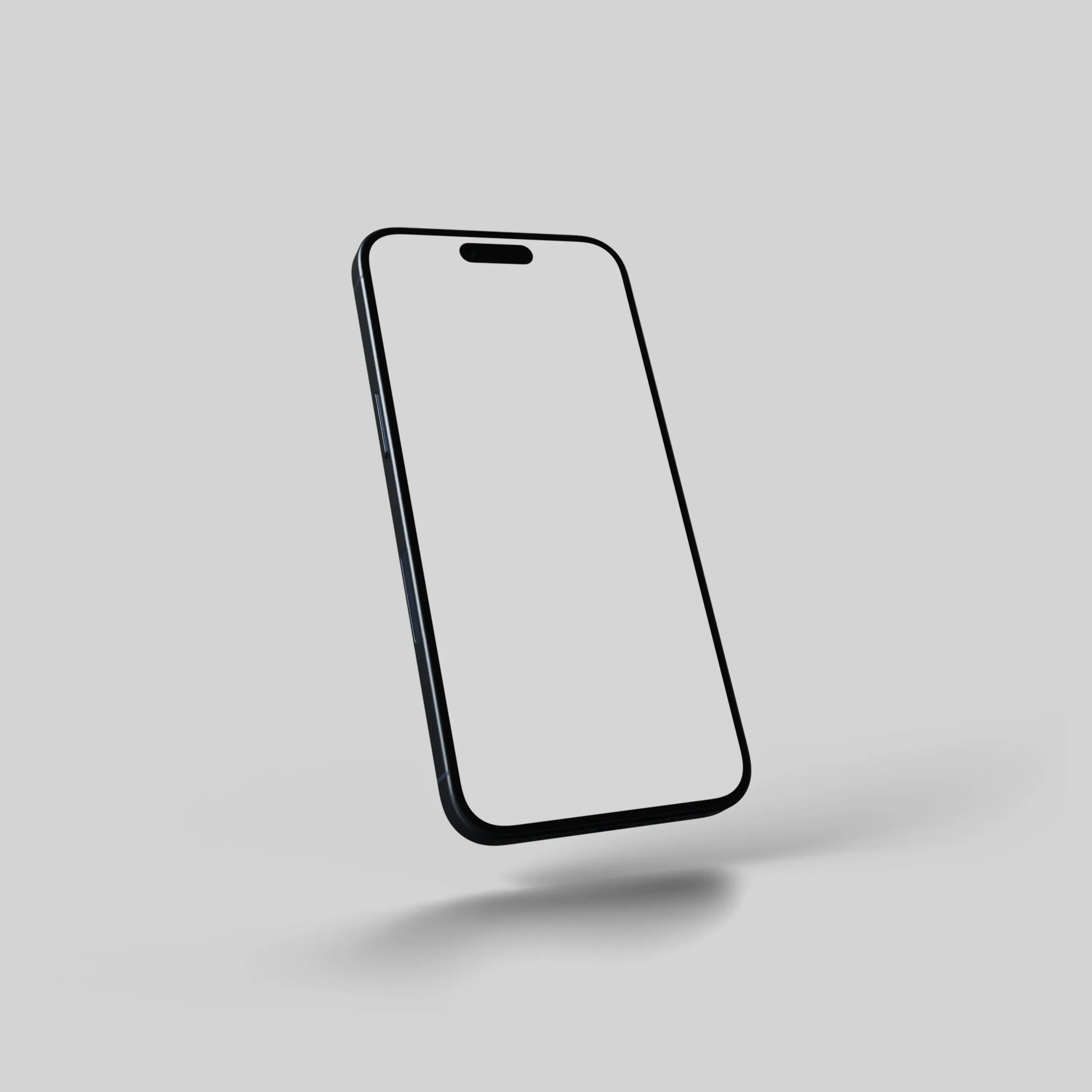 Blank iPhone mockup – floating smartphone angled on dark brown background | MockupShelf