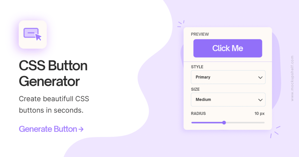 CSS button generator banner with button style preview and call to action
