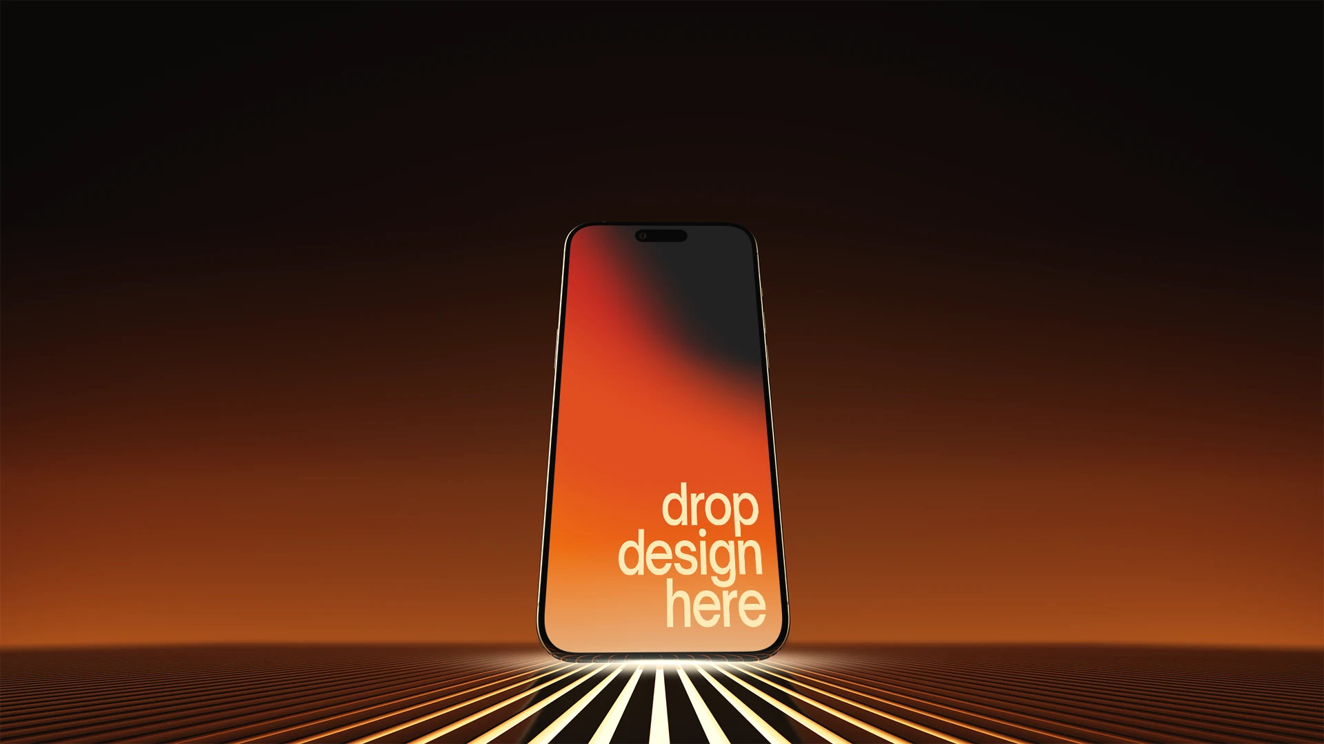 Studio phone mockup – with design applied Studio phone mockup with sample app design on a centered smartphone display
