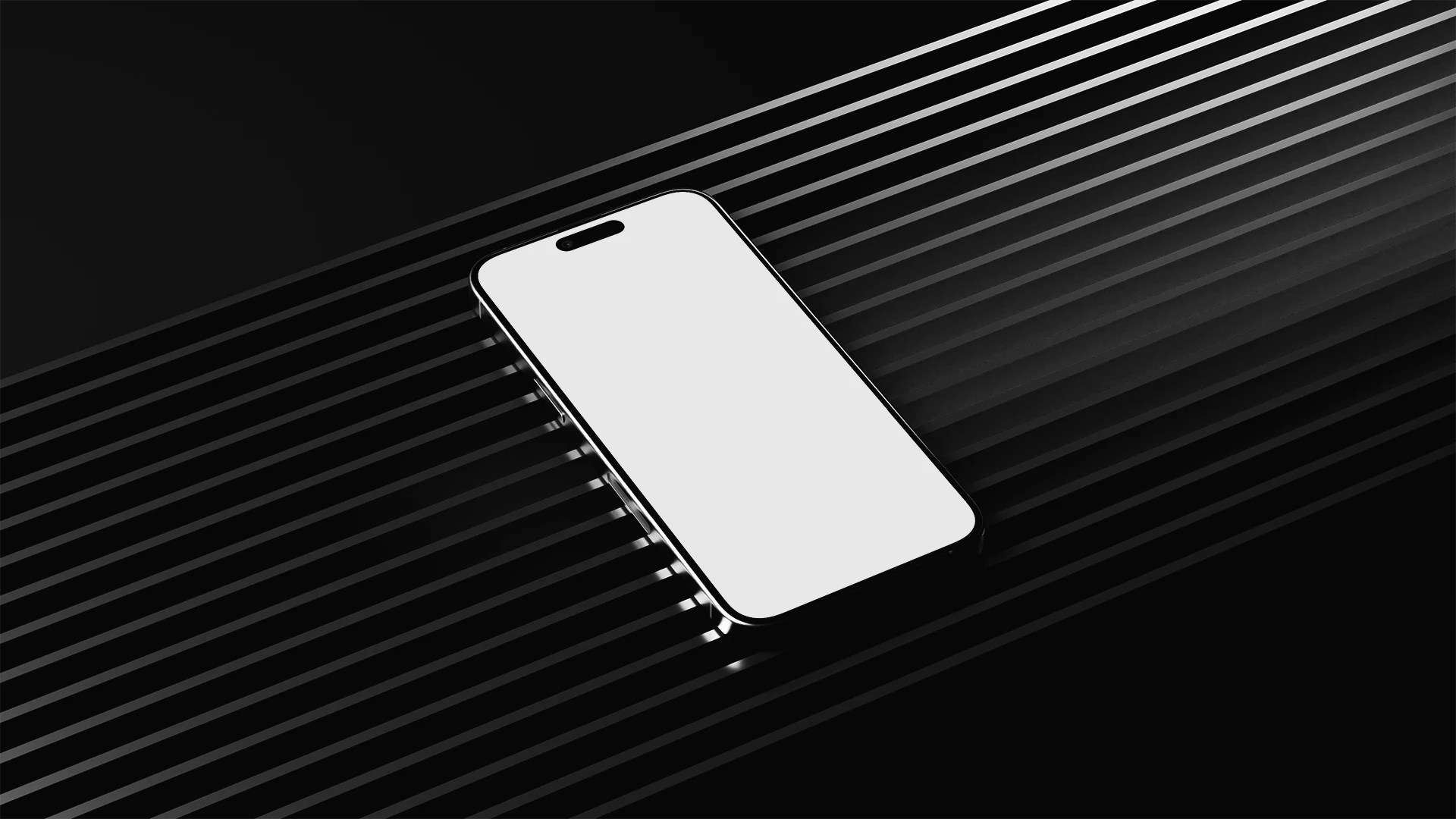 Neon phone mockup blank template - editable smart object layer, angled smartphone display, no design
