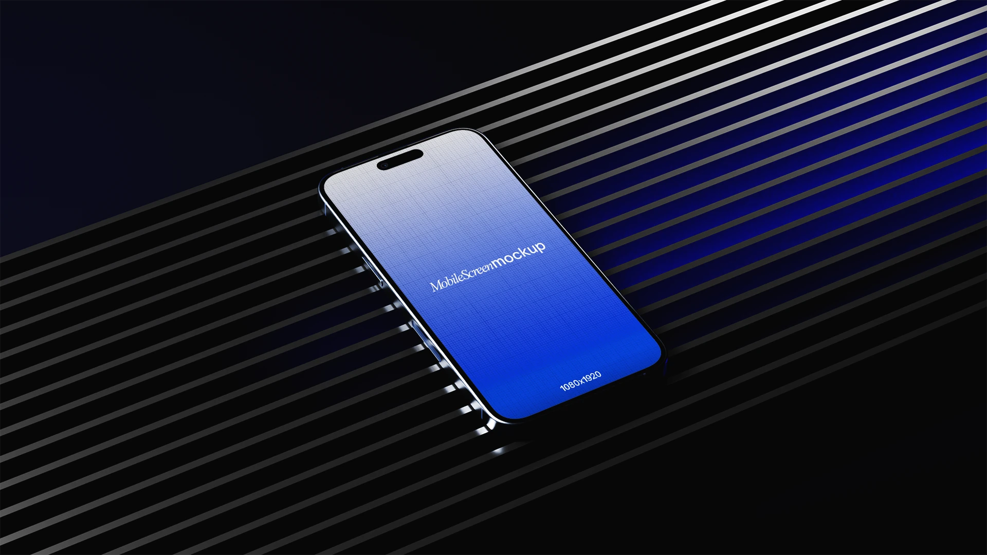 Neon phone mockup – with design applied Neon phone mockup with sample interface design on an angled smartphone display