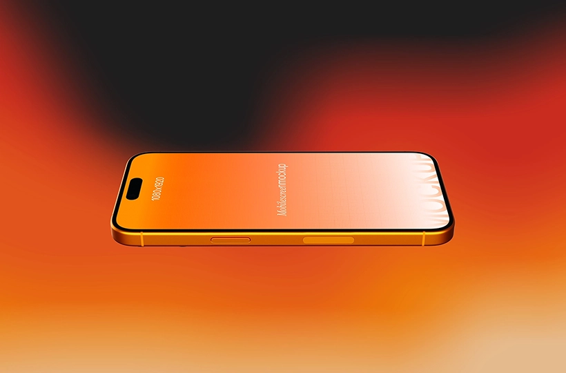 Floating Smartphone Mockup Landscape Preview with Sample Design