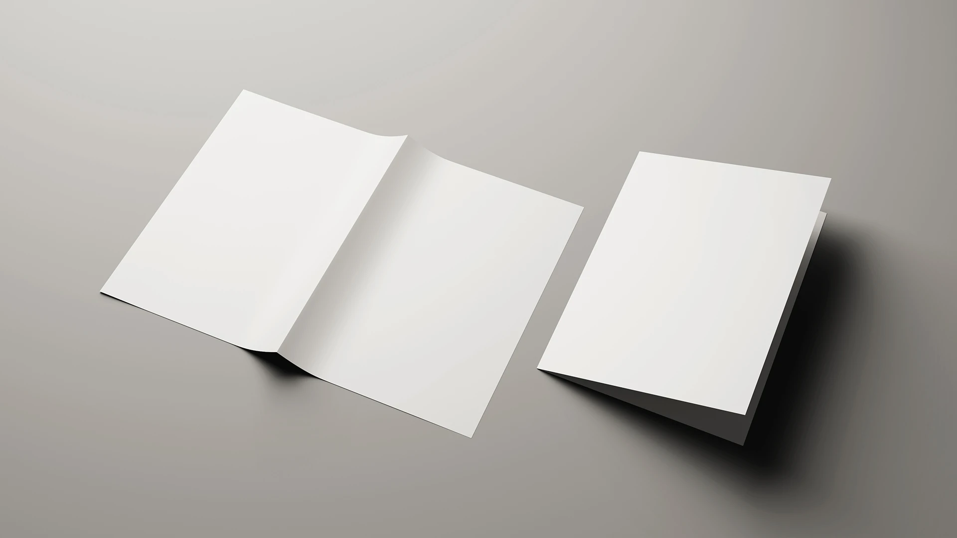 Blank Bi Fold A4 flyer mockup on a flat surface