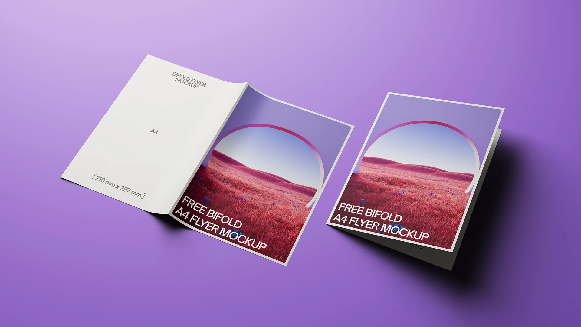 Bi Fold A4 Flyer Mockup on Flat Surface Free Bi Fold A4 flyer mockup on a flat surface