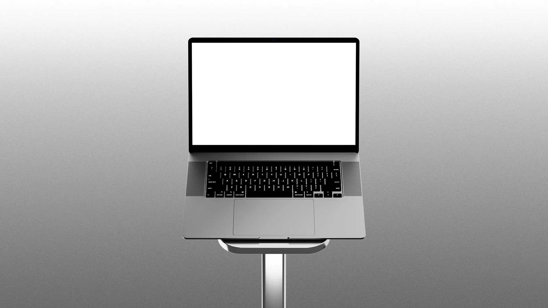 Editable Floating Laptop PSD Mockup on Display Stand
