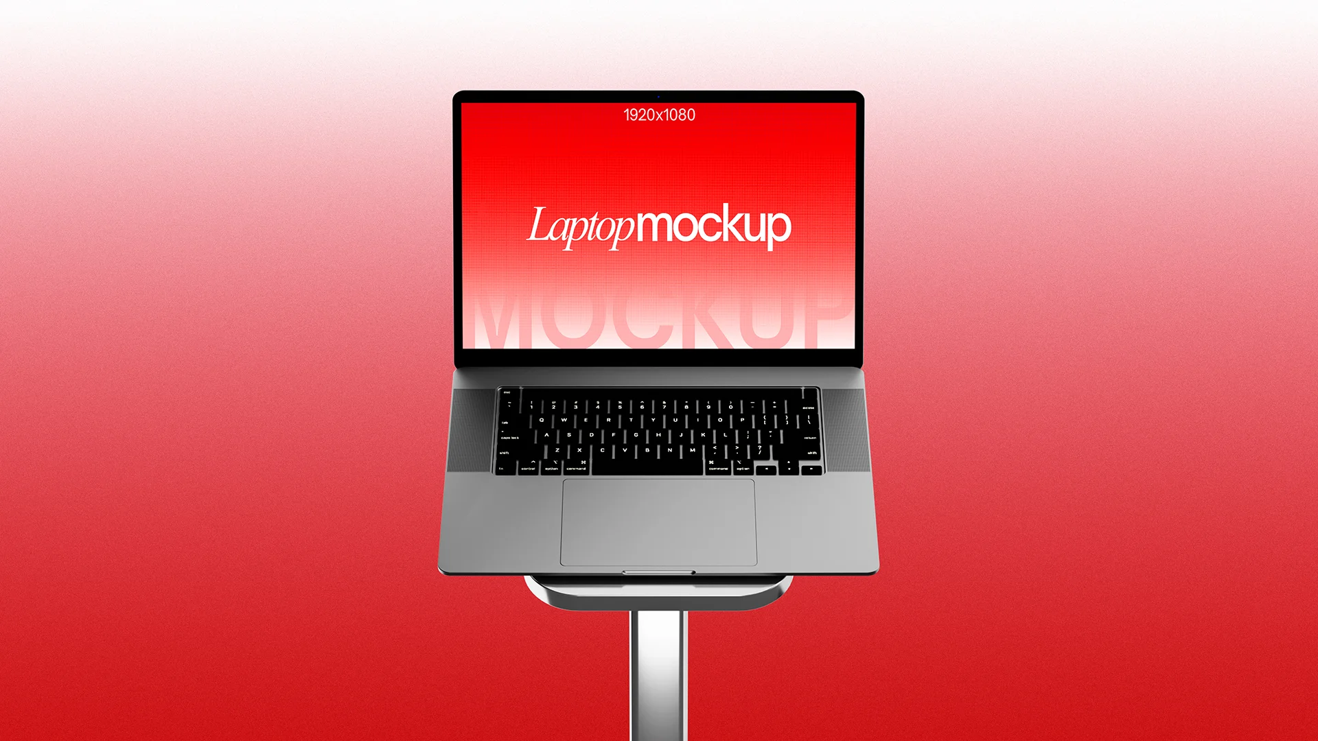Floating Laptop PSD Mockup Editable Floating Laptop PSD Mockup with Sample Screen Design