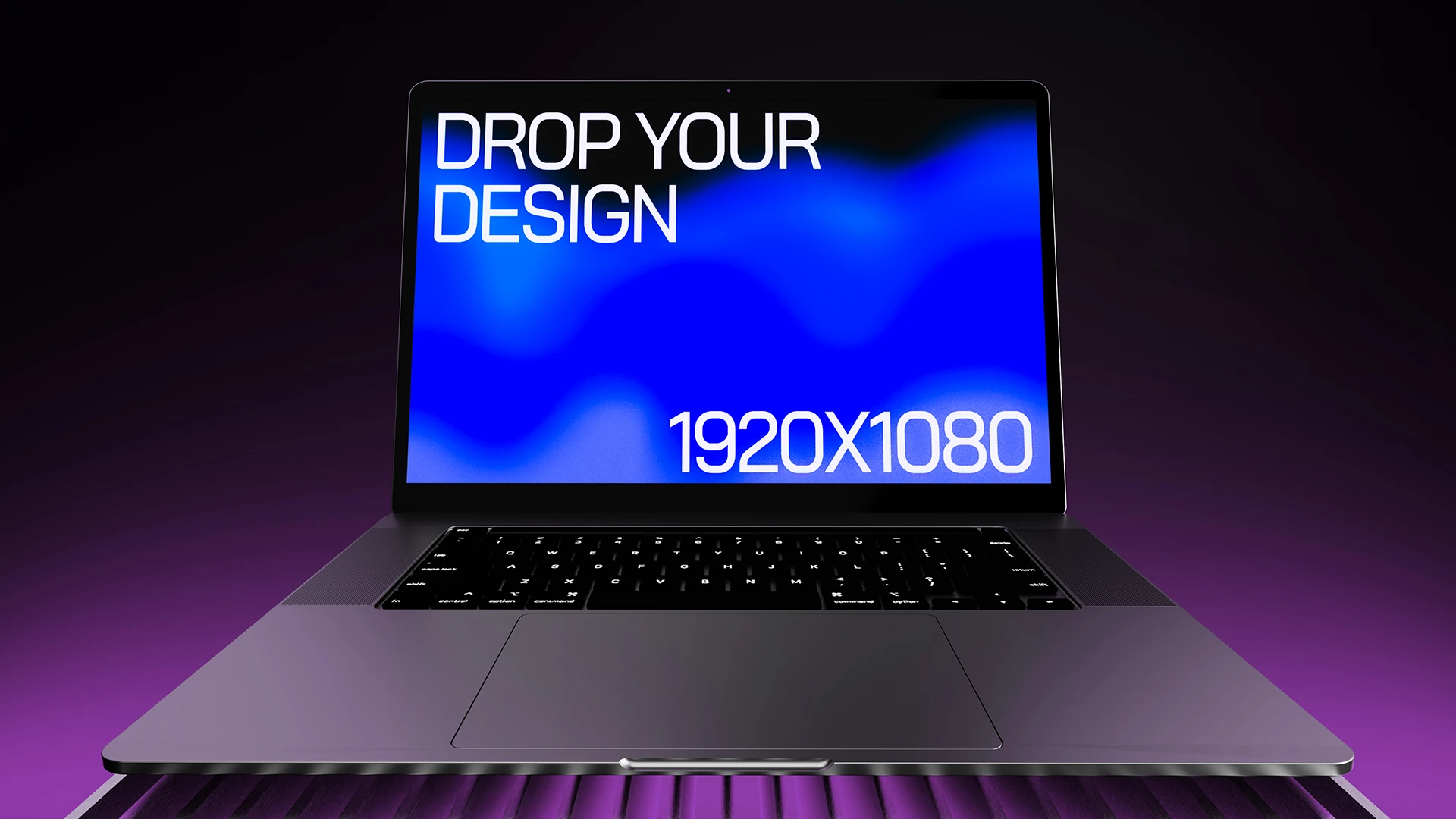 Laptop Screen Mockup on Futuristic Scene Laptop screen mockup on a futuristic scene
