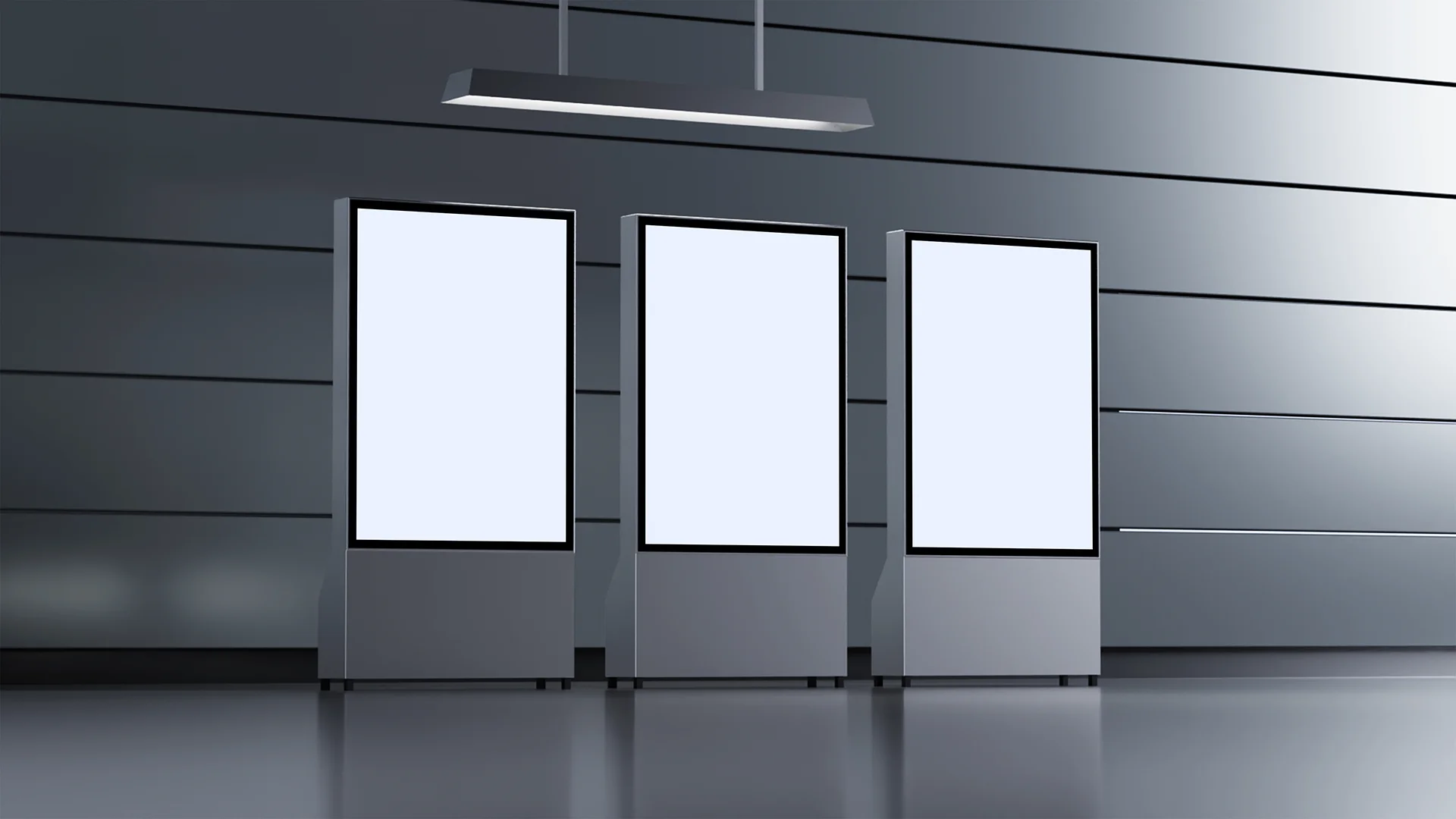 Blank three poster mockup display