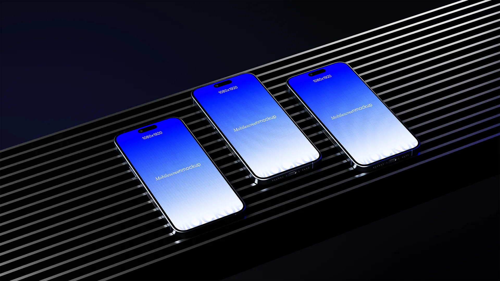 Three-smart-phone-screen-mockup-on-a-platform-mockup