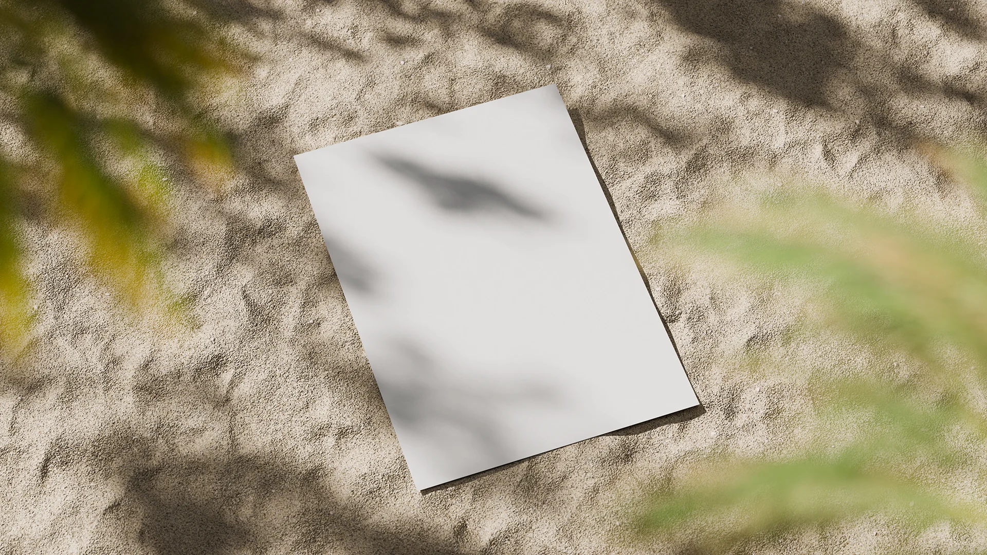 Blank A4 flyer mockup on beach side