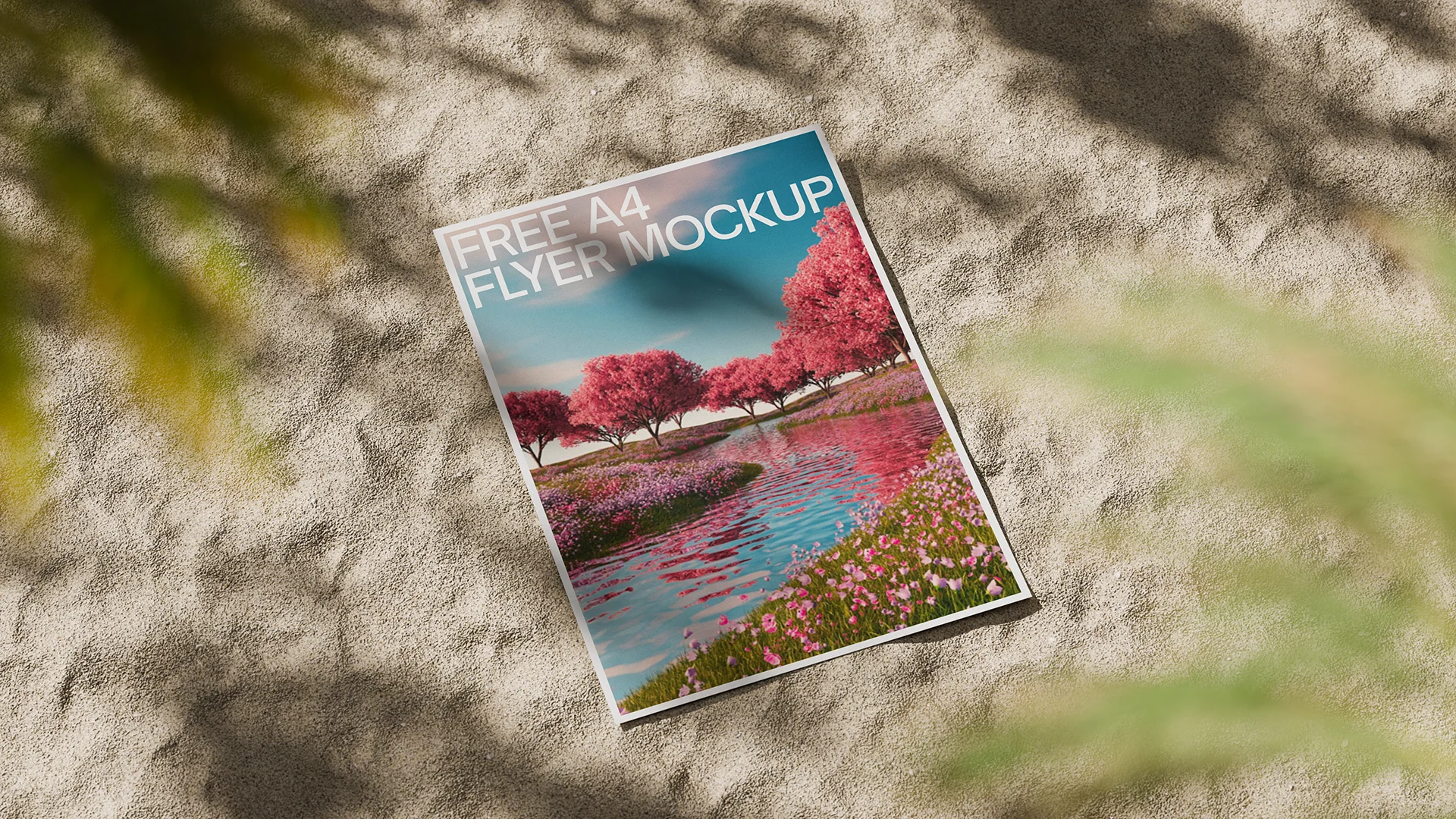 A4 Flyer Mockup on Beach Side A4 flyer mockup on a beach side