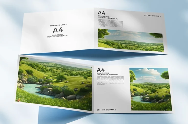 A4 bifold flyer mockup horizontal preview