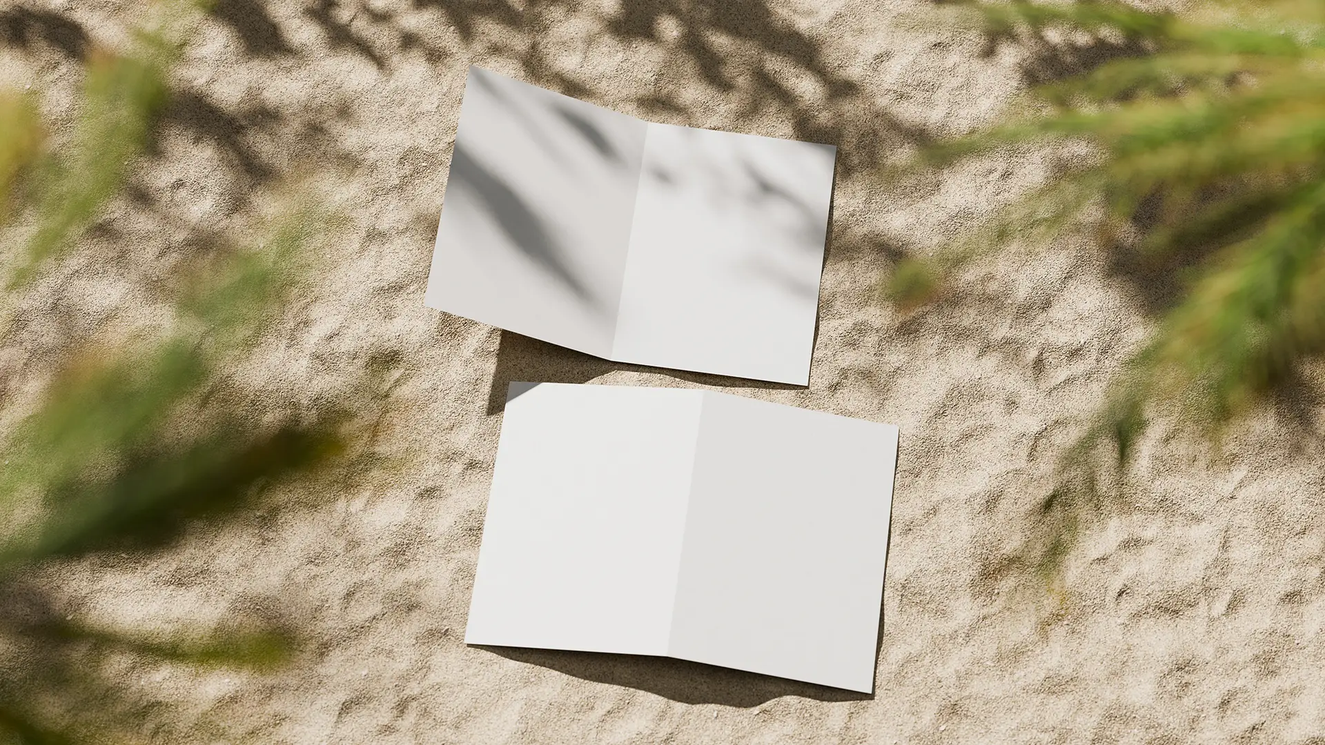 bifold-a4-flyer-mockup-on-beach-side-blank