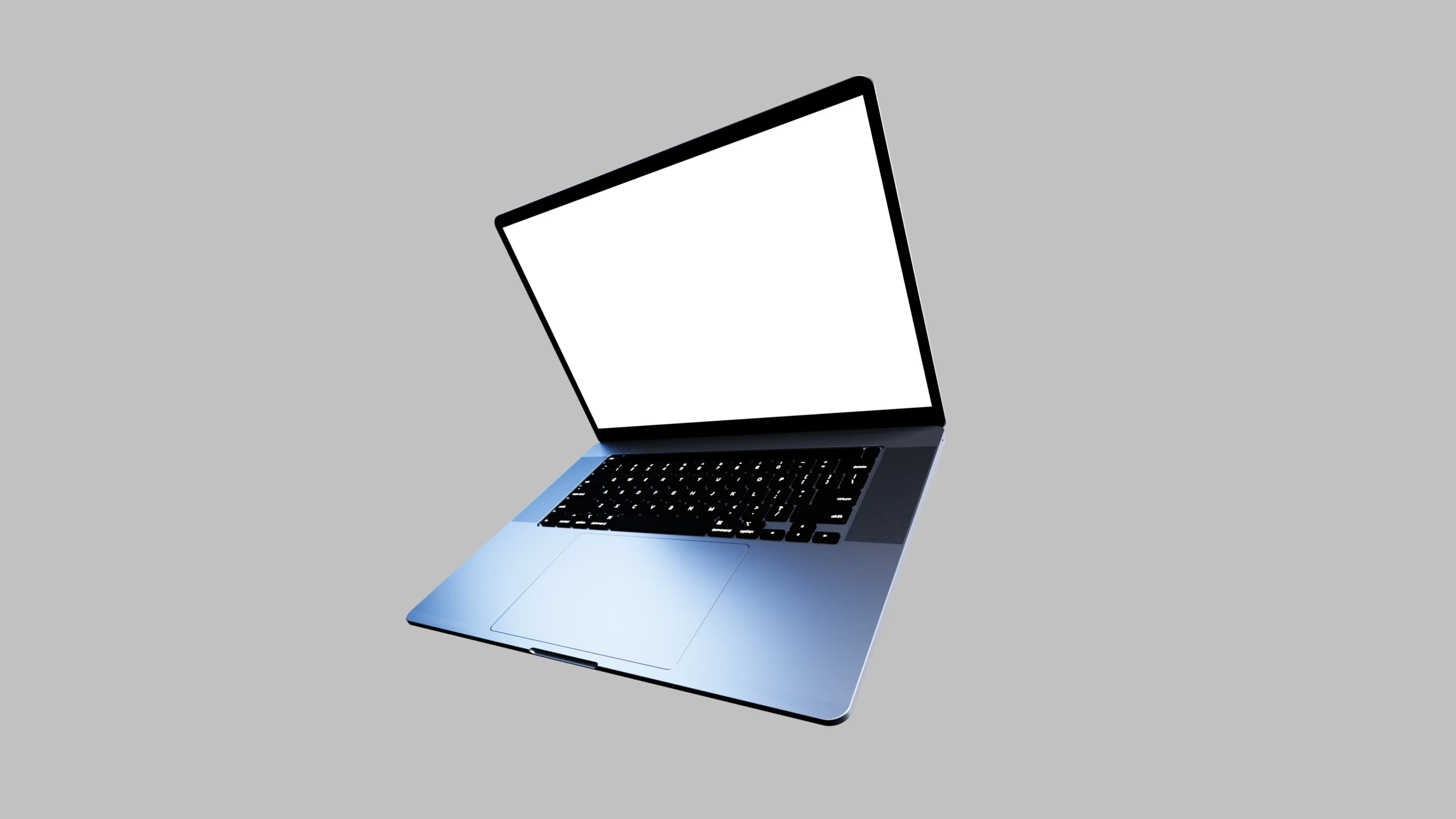 Blank floating laptop screen mockup