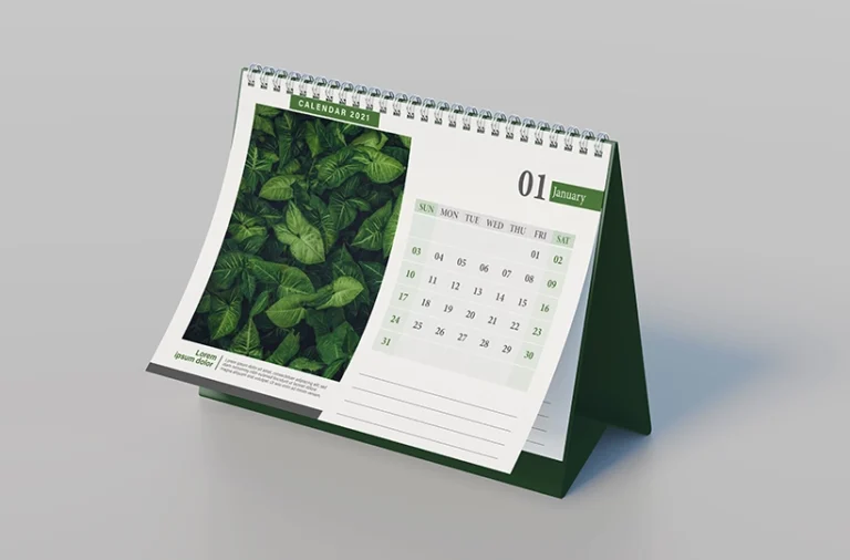 A5 desktop calendar mockup preview