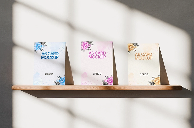 A6-greeting-card-mockup-on-a-wooden-shelf-preview
