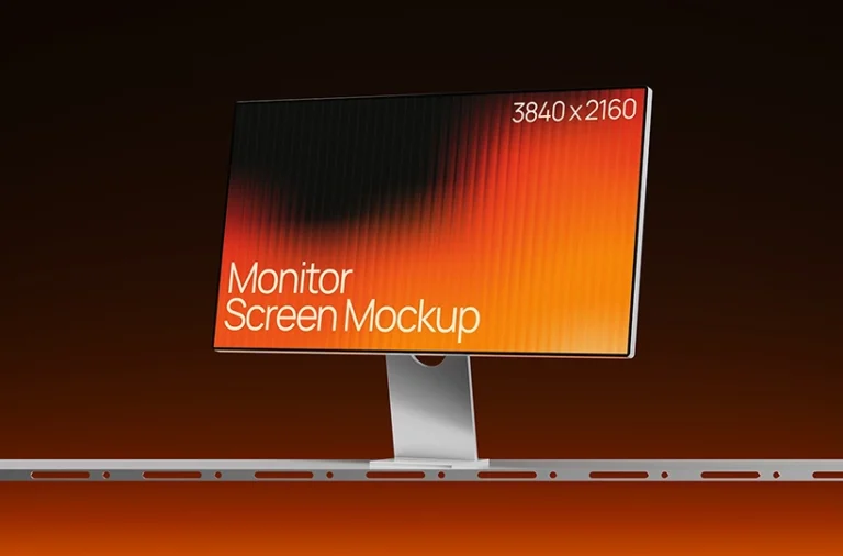 iMac monitor mockup in a modern setting