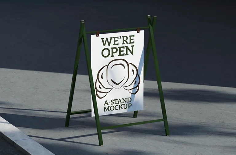 Free A-stand mockup on a street