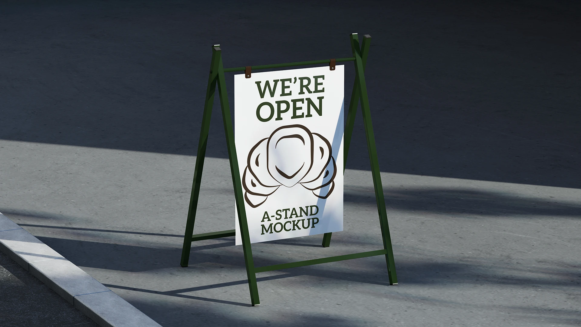A-stand mockup with design on a street