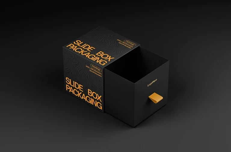 Free slide box packaging mockup