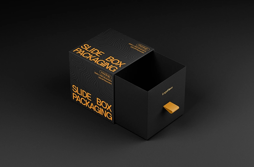Free slide box packaging mockup