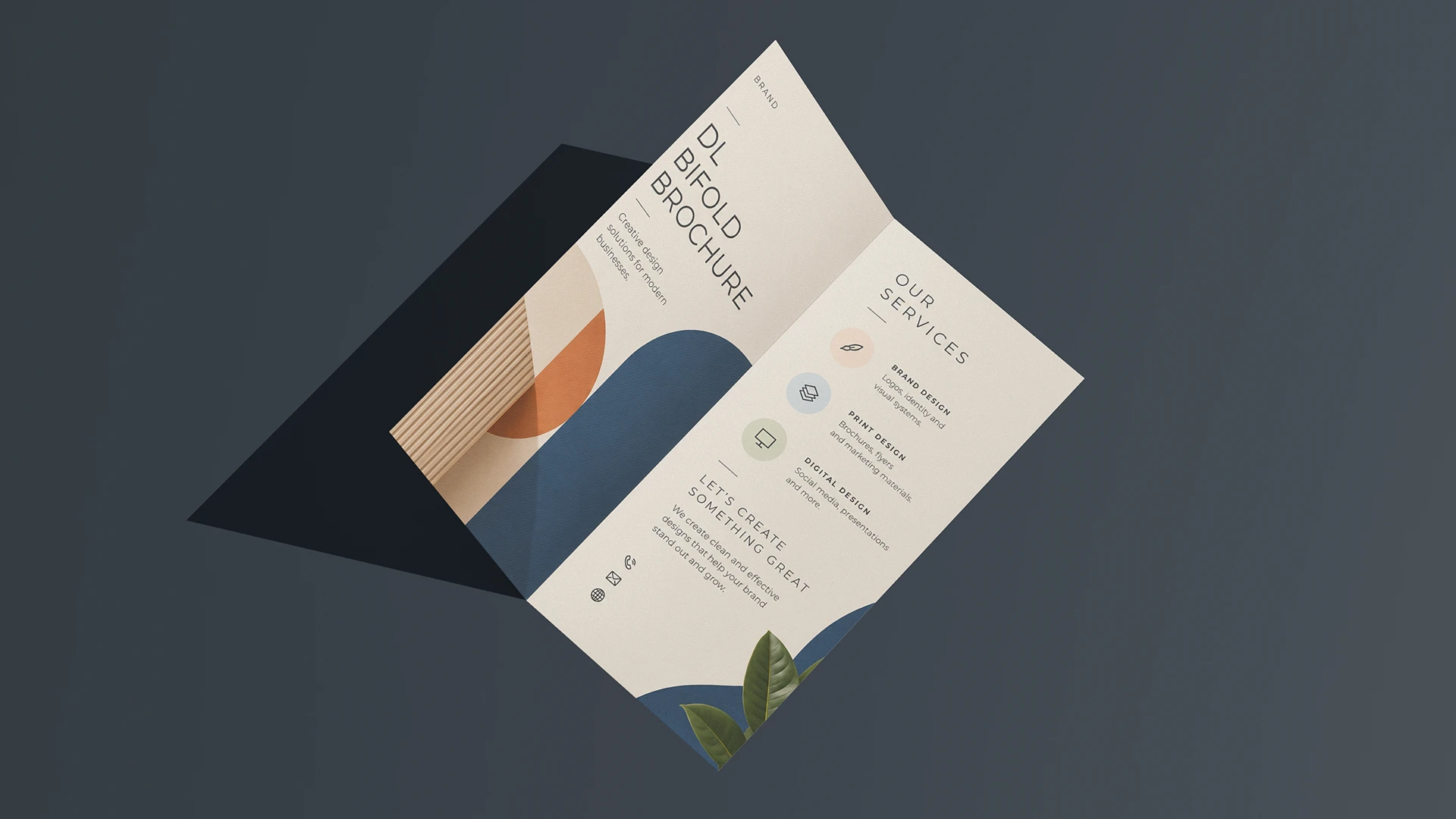 DL Bi Fold Flyer Mockup With Design DL bi fold flyer mockup with brochure design