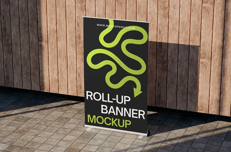 Free outdoor roll-up banner mockup