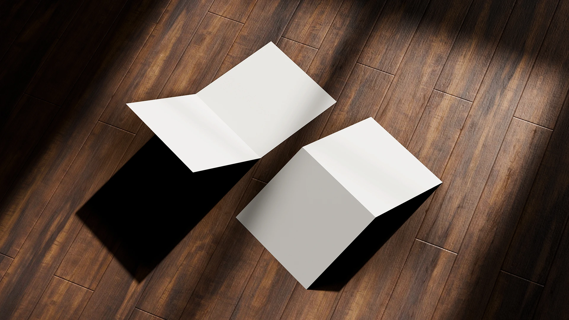 Blank square two fold flyer mockup