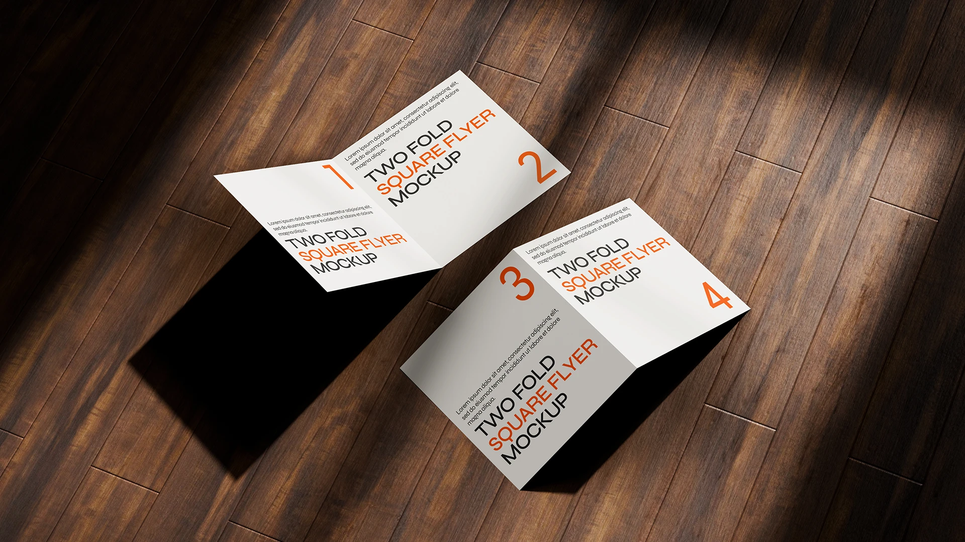 Square Two Fold Flyer Mockup With Design Square two fold flyer mockup with design