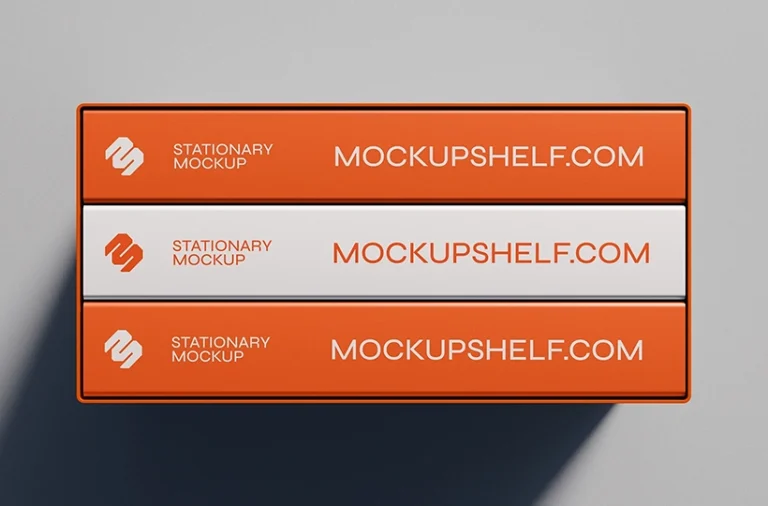 Free three book box stationery mockup