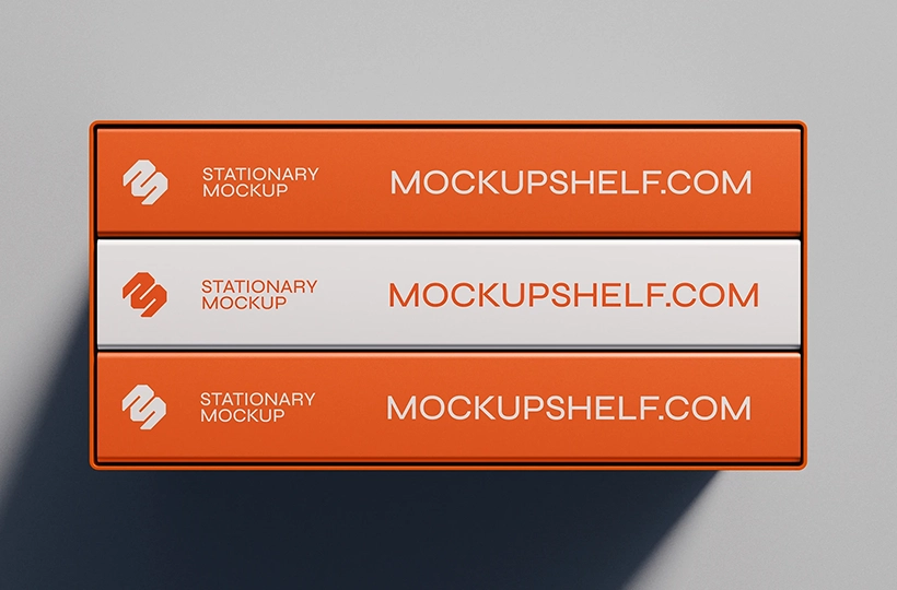 Free three book box stationery mockup