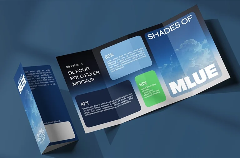 Four fold DL flyer mockup preview