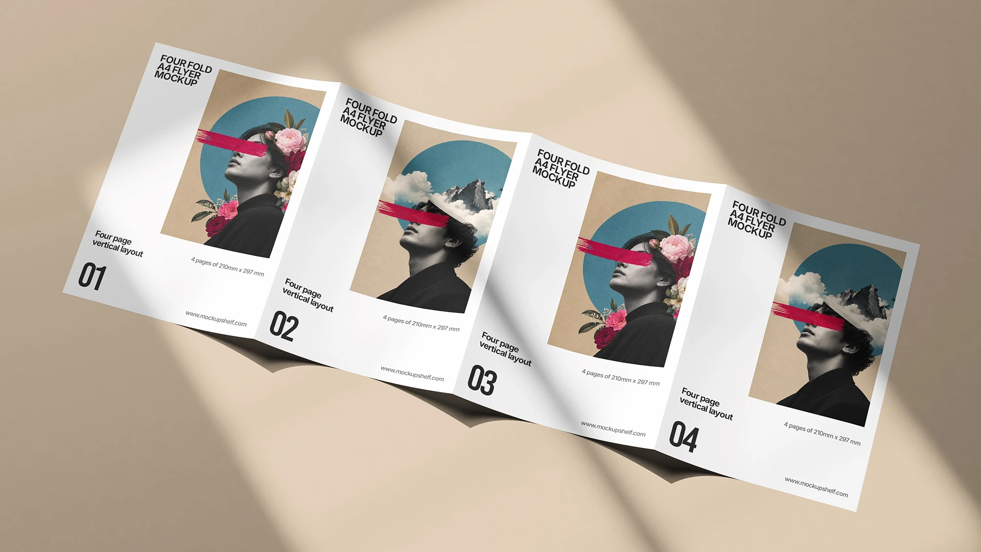A4 Four Fold Flyer Mockup With Design A4 four fold flyer mockup with design