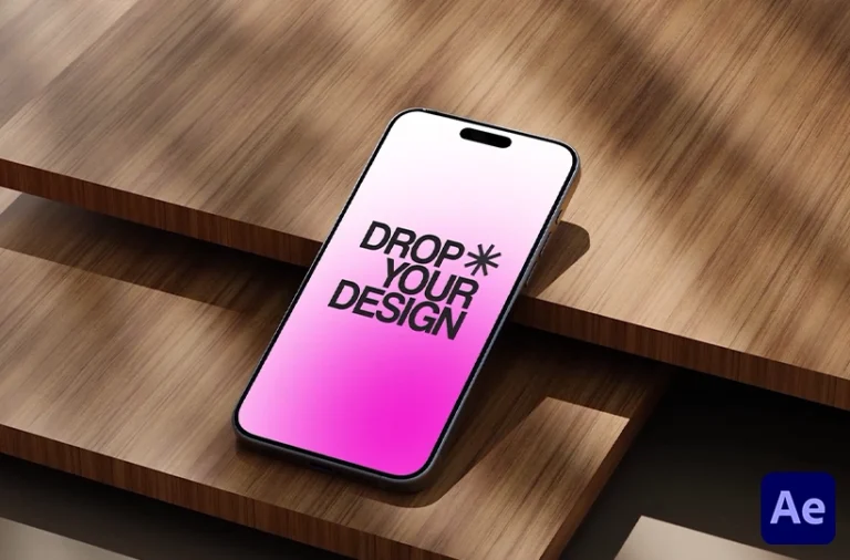 Smart phone mockup animation on wooden panel second preview