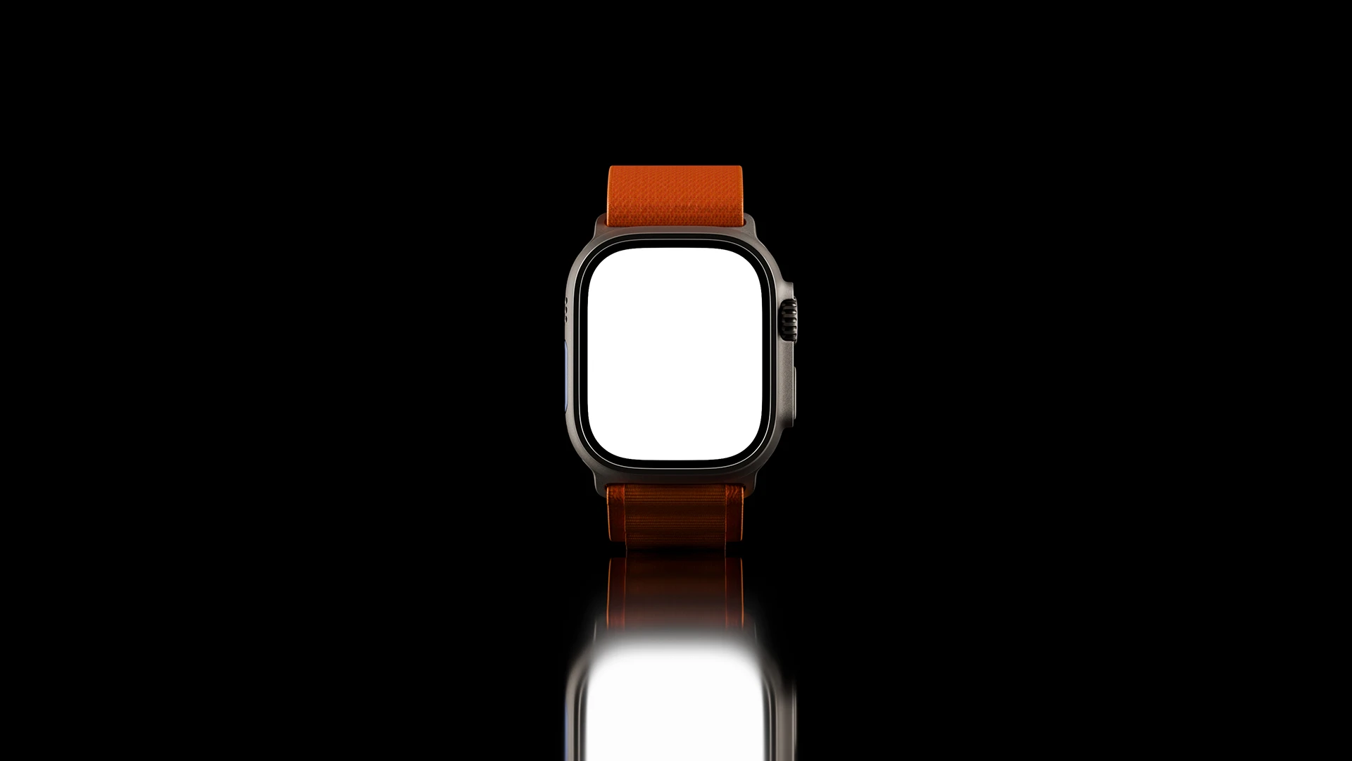 Blank smart watch mockup on a reflective surface