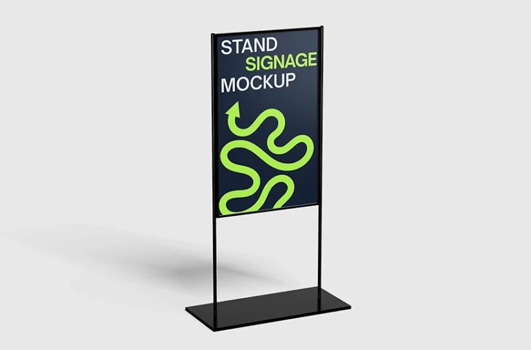 Free stand sign mockup on a clean white background