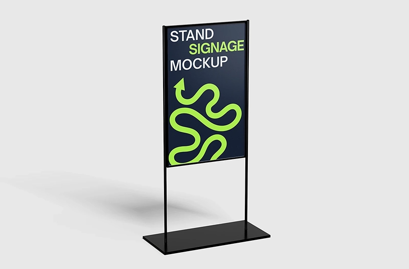 Free stand sign mockup on a clean white background