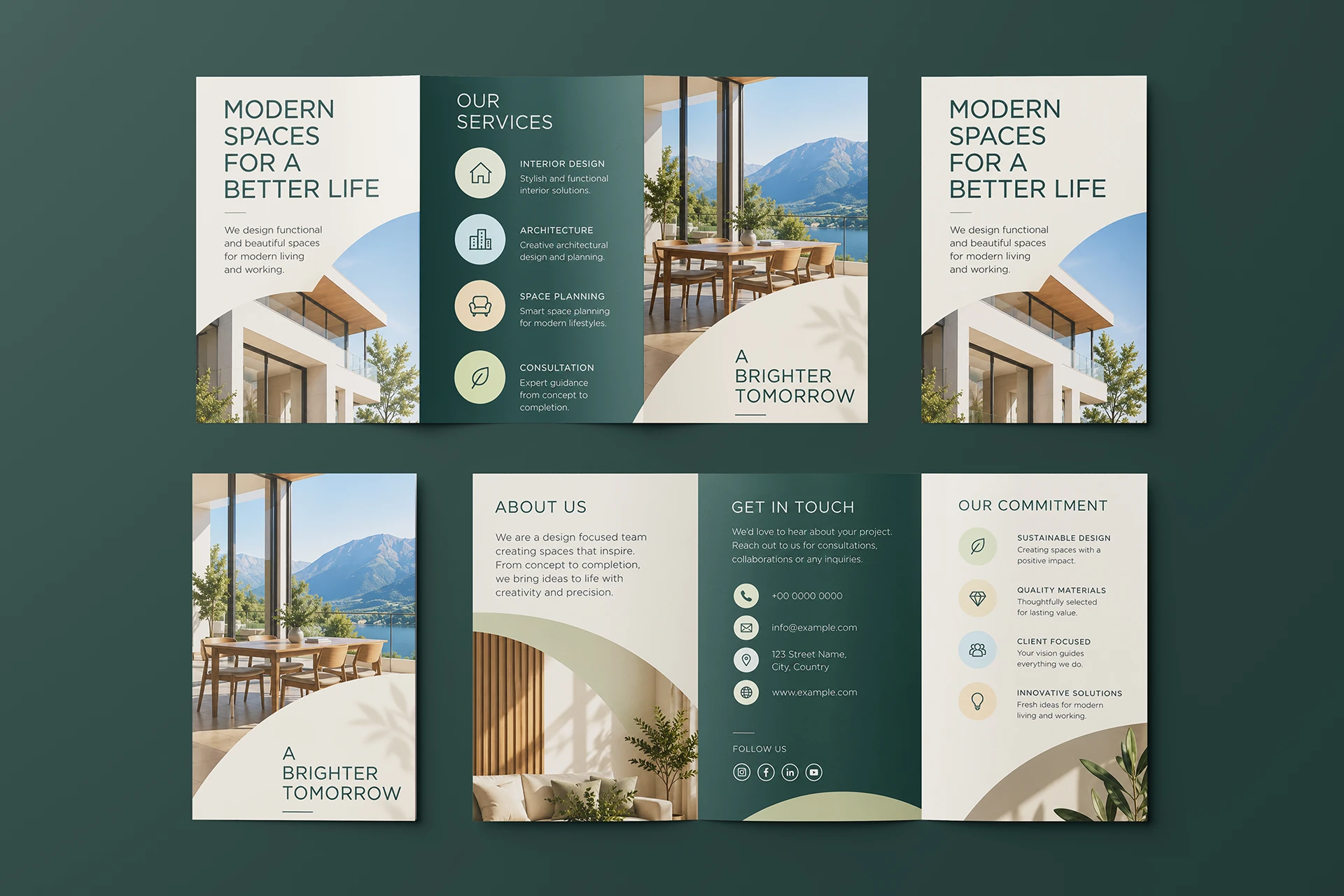 US Tabloid tri fold flyer mockup with design