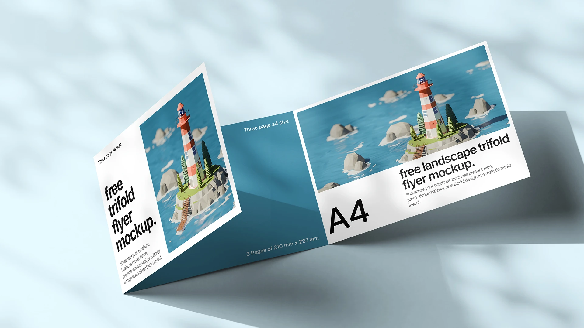 A4 Tri Fold Flyer Mockup With Design A4 tri fold flyer mockup with design in landscape view