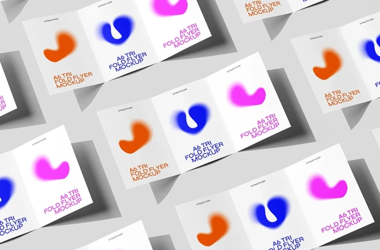 Free Tri Fold A6 flyer mockup