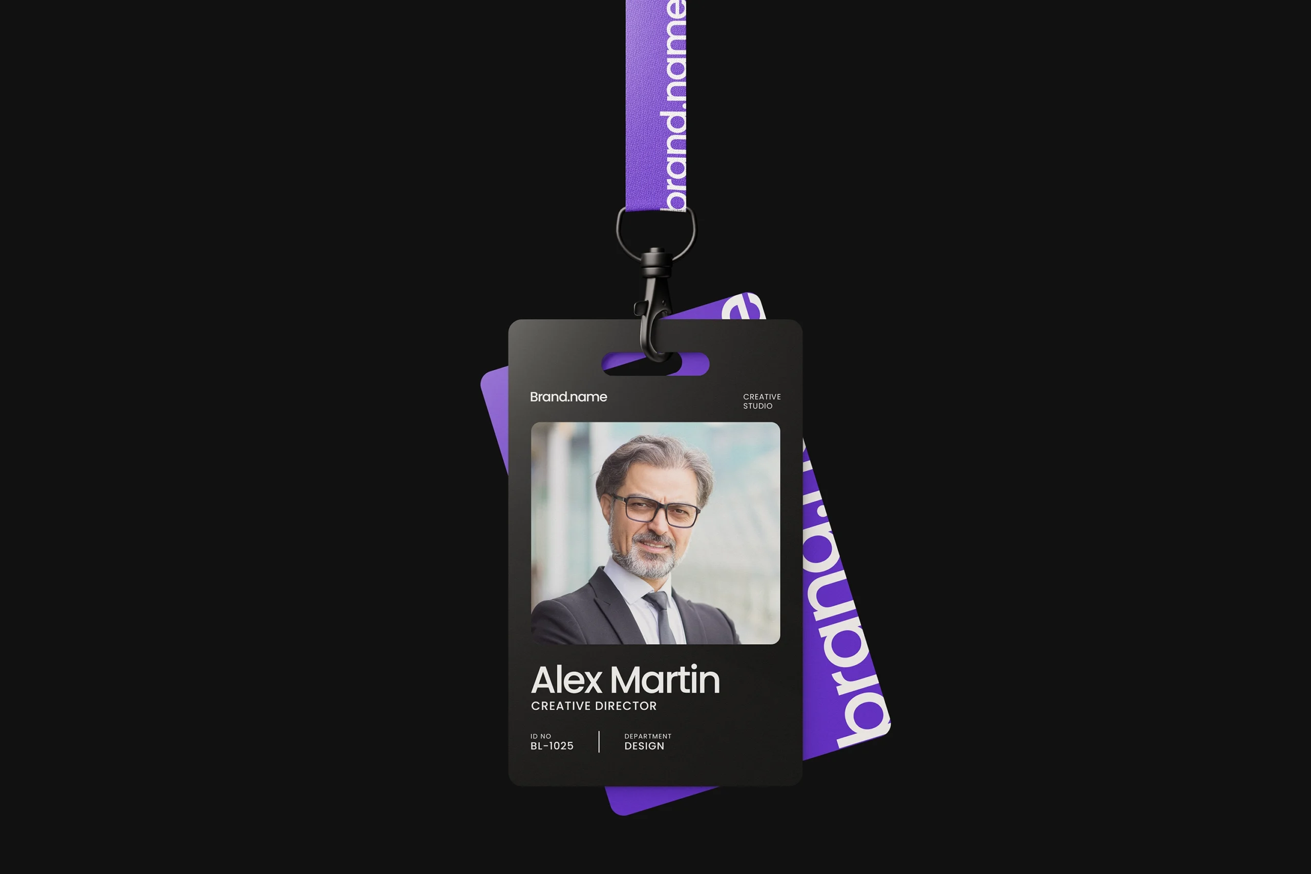 Two ID card mockup with lanyards and design