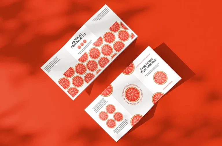 Preview of two A5 tri fold flyers showing their folded panel designs