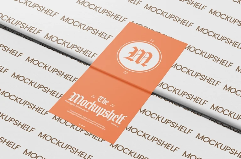Preview of a flat rectangular sticker mockup on sticker paper
